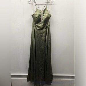 Galina Signature NWT Eucalyptus Green Illusion Open Back Gown Dress Size 10